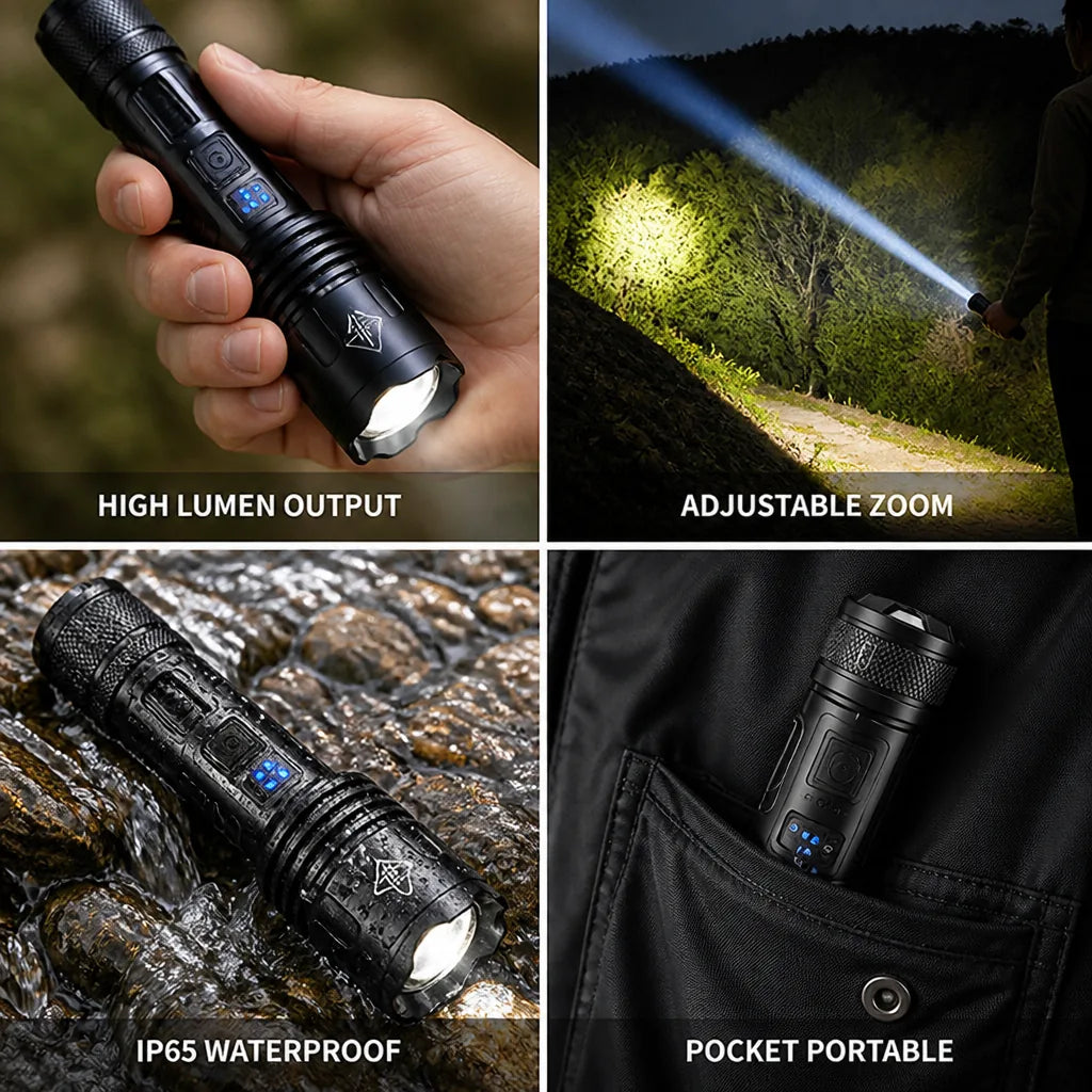 Pocket Flashlight High-Lumen Adjustable Zoom