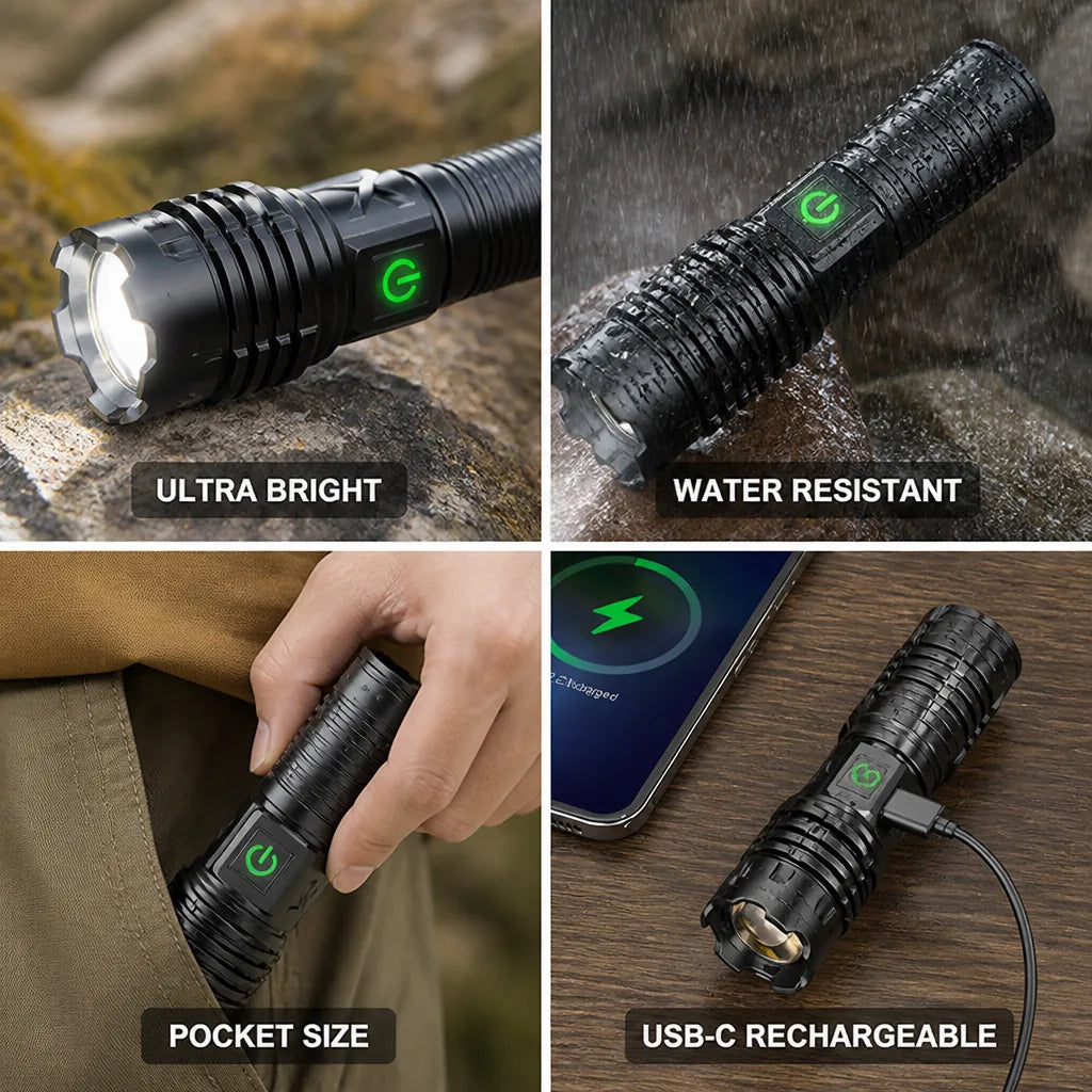 Pocket Flashlight Ultra-Bright USB-C Rechargeable