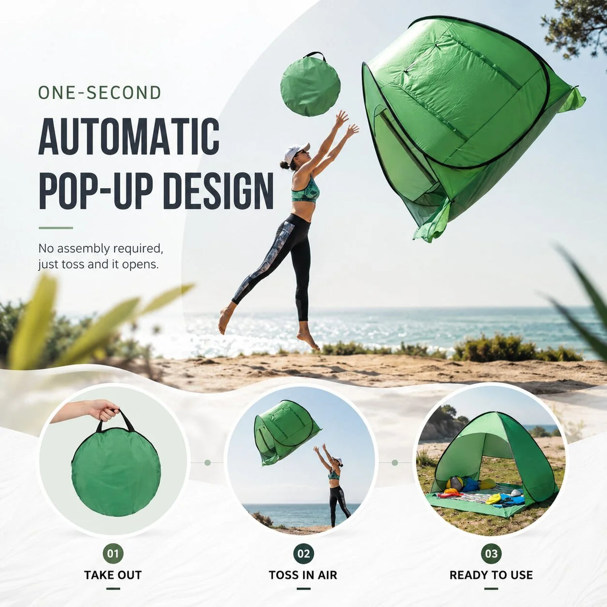 Pop-Up Beach Tent Instant Setup UV Protection