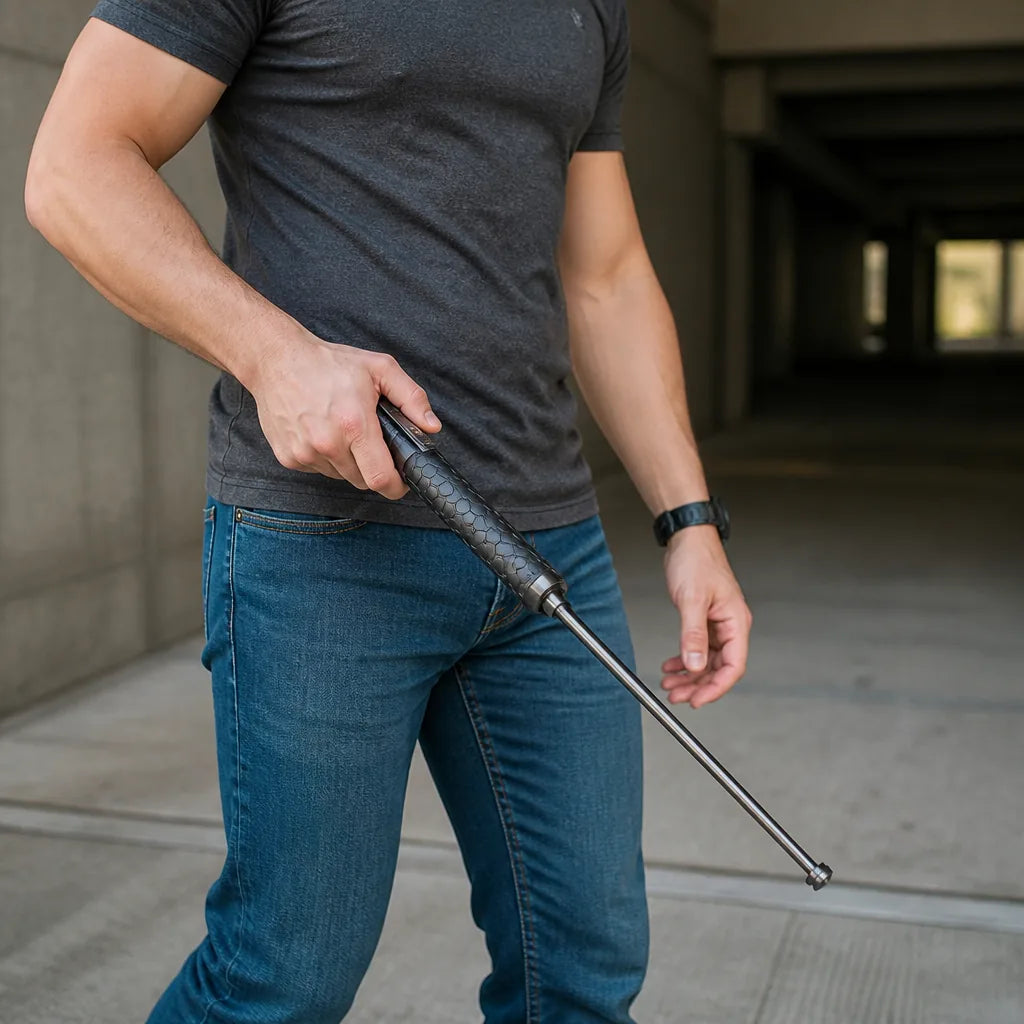 Pop-Up Telescopic Self-Defense Walking Cane with Non-Slip Handle