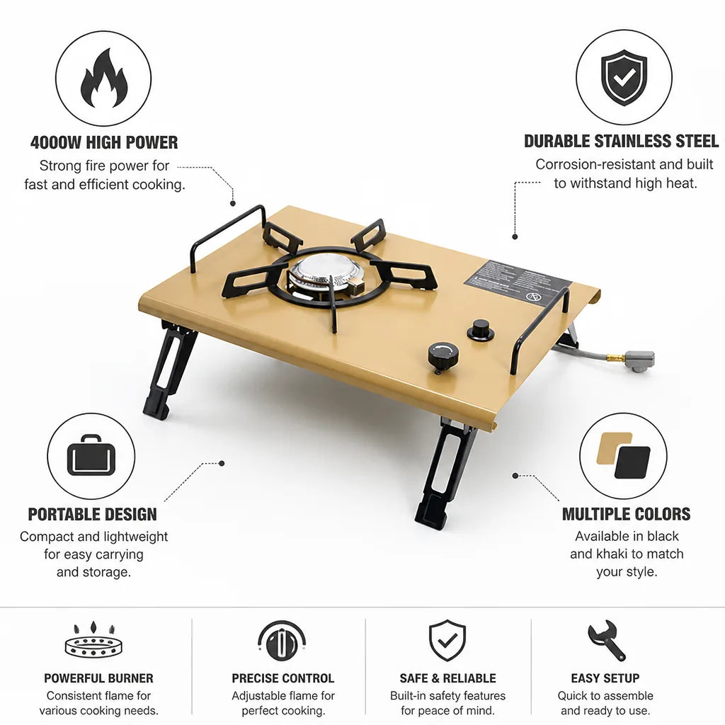 Portable Gas Stove 4000W High Power Stainless Steel