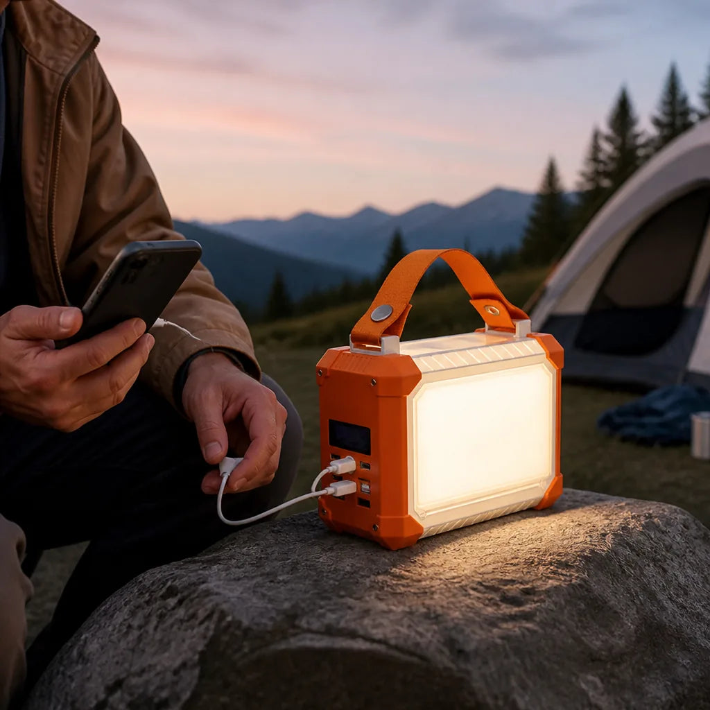 Portable Rechargeable LED Lamp (Adjustable Brightness And USB Charging Ports)