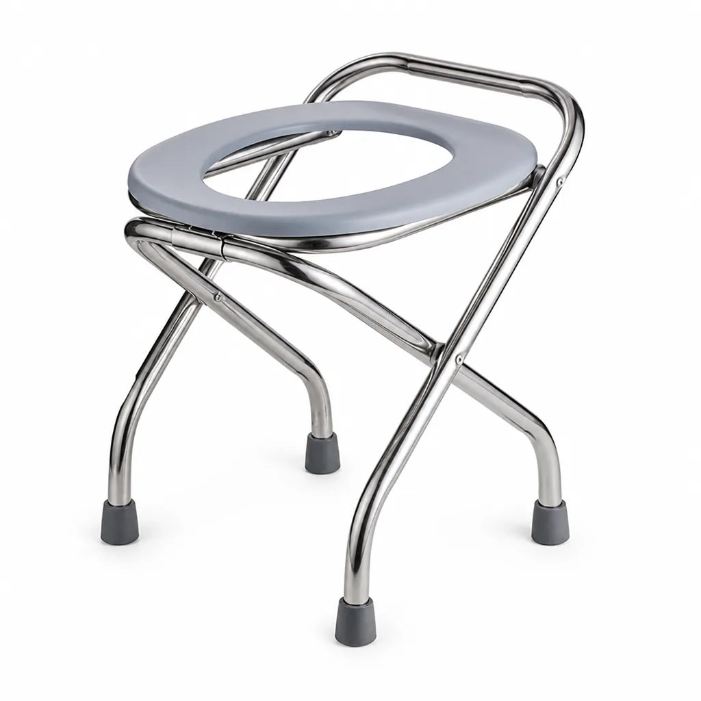 Portable Toilet Chair Foldable Stainless Steel 661 Lb Capacity