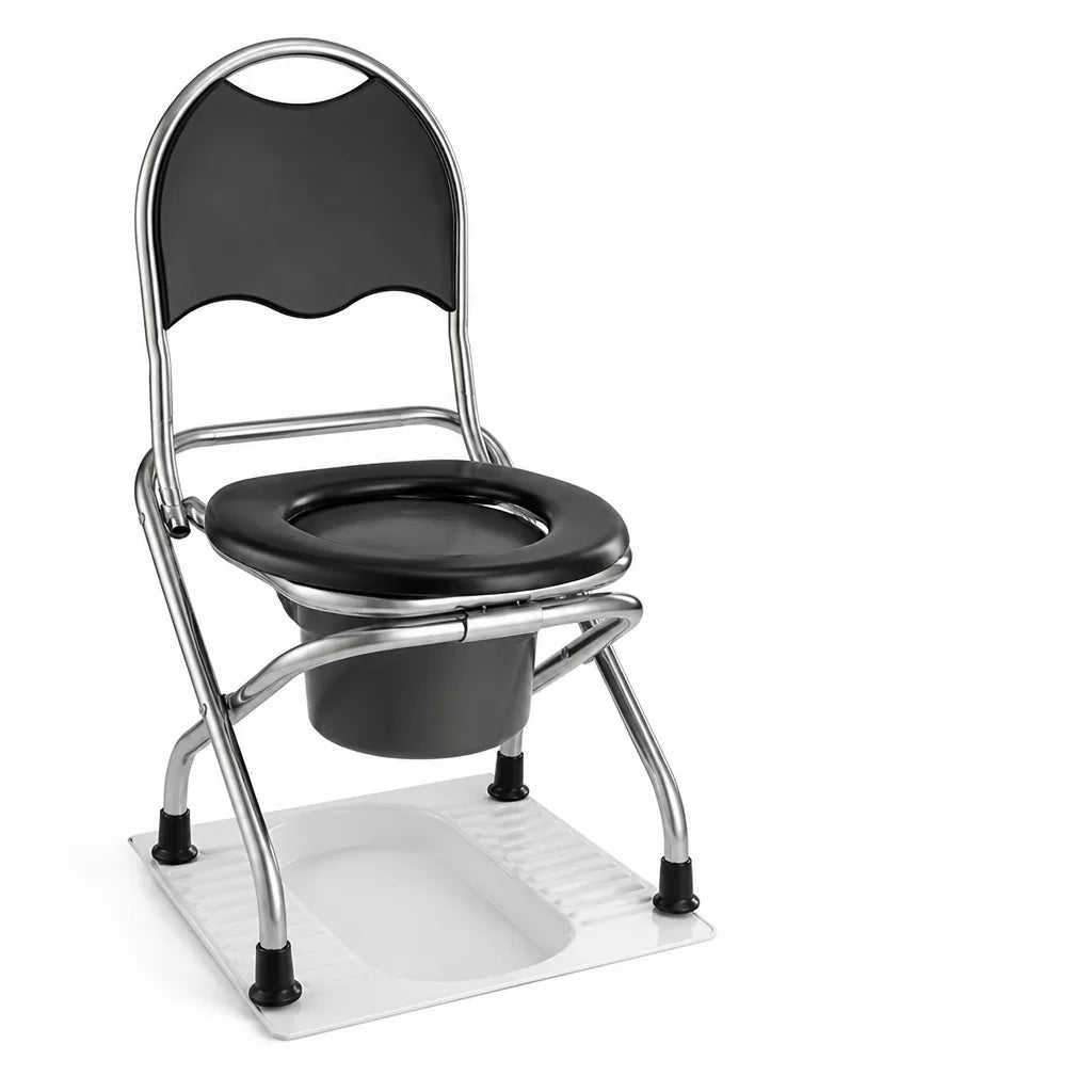 Portable Toilet Chair Foldable Stainless Steel 661 Lb Capacity