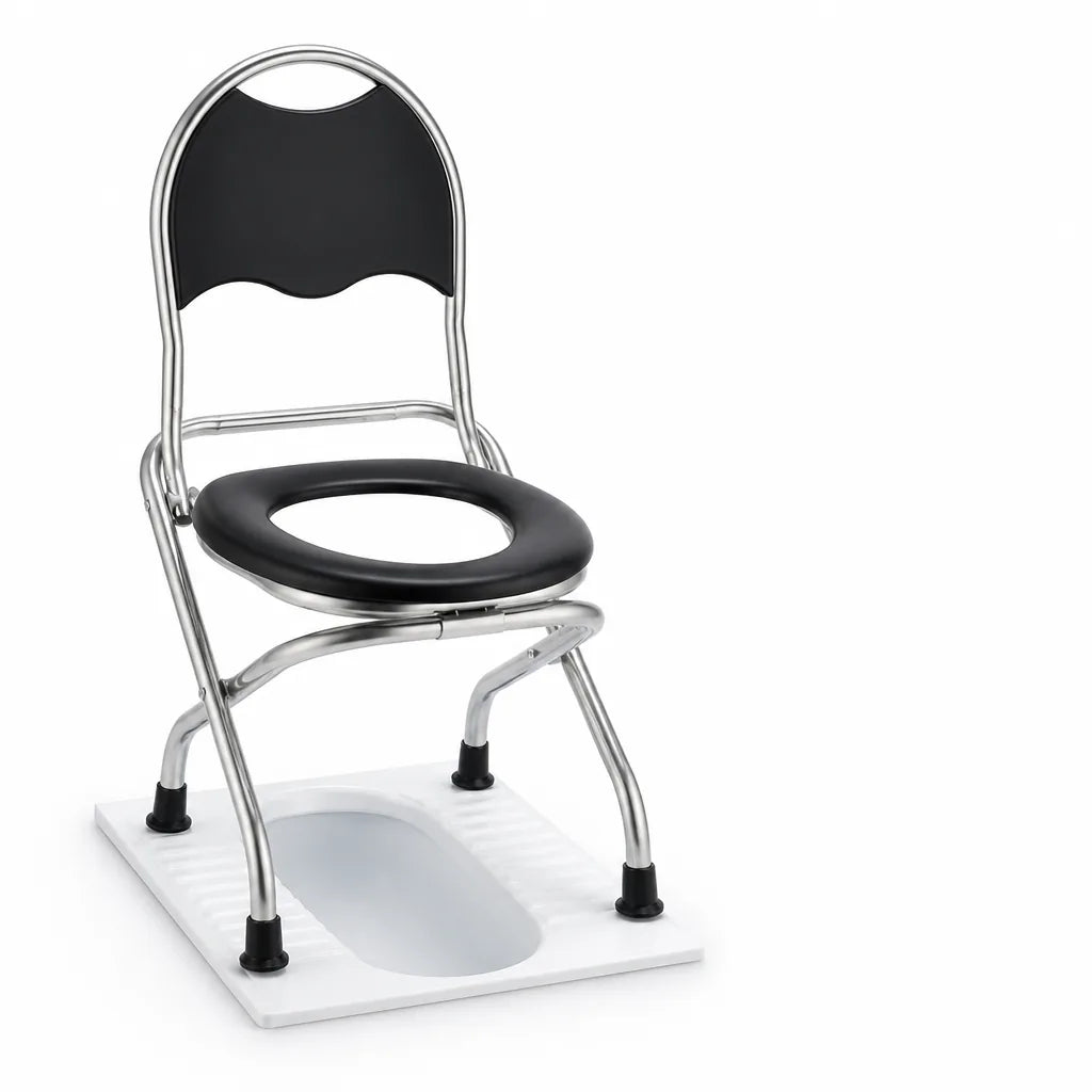 Portable Toilet Chair Foldable Stainless Steel 661 Lb Capacity