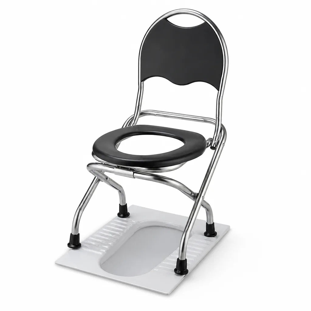 Portable Toilet Chair Foldable Stainless Steel 661 Lb Capacity