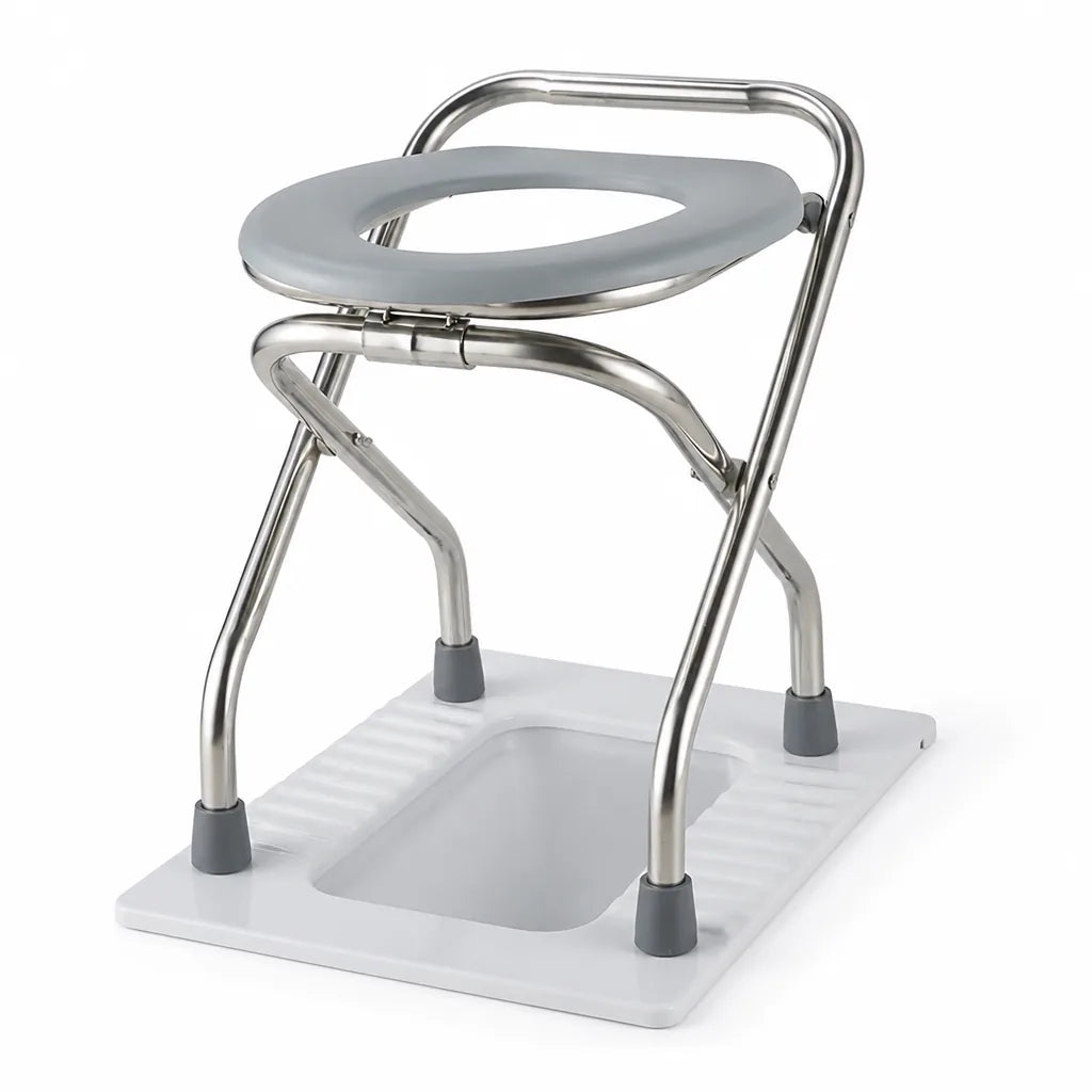 Portable Toilet Chair Foldable Stainless Steel 661 Lb Capacity