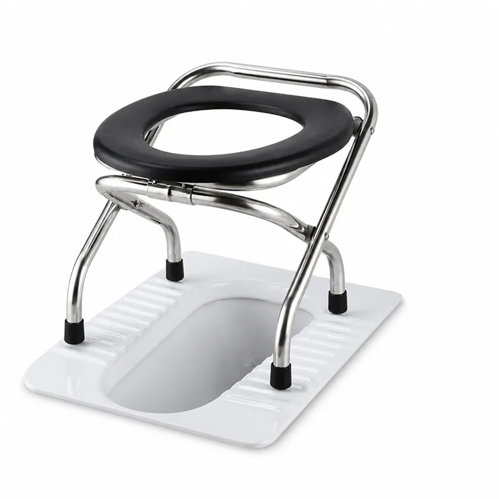 Portable Toilet Chair Foldable Stainless Steel 661 Lb Capacity