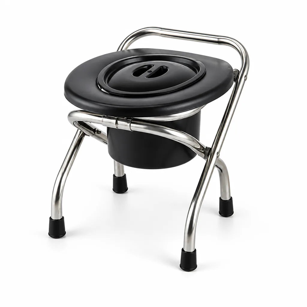 Portable Toilet Chair Foldable Stainless Steel 661 Lb Capacity