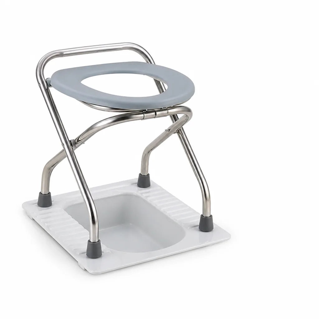 Portable Toilet Chair Foldable Stainless Steel 661 Lb Capacity