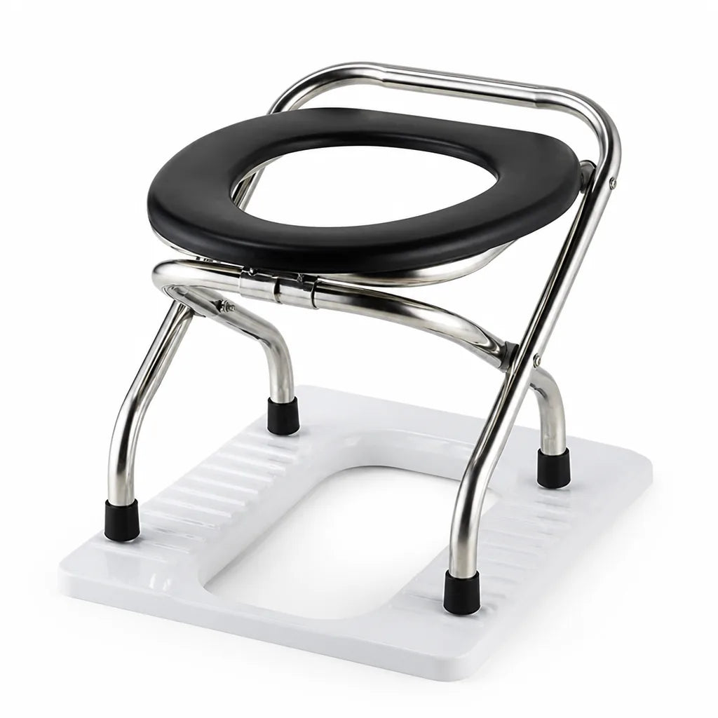 Portable Toilet Chair Foldable Stainless Steel 661 Lb Capacity