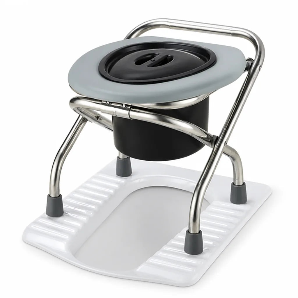 Portable Toilet Chair Foldable Stainless Steel 661 Lb Capacity