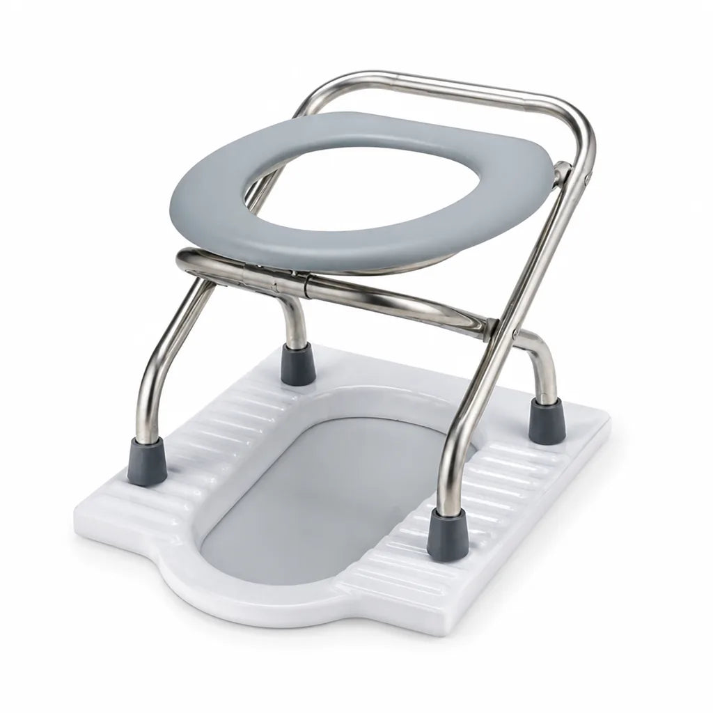 Portable Toilet Chair Foldable Stainless Steel 661 Lb Capacity