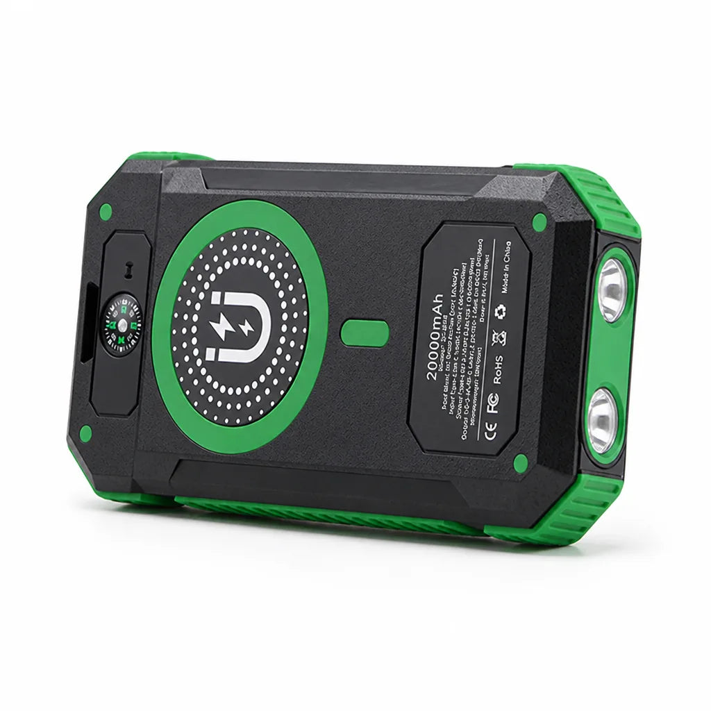 Power Bank 20000 mAh Solar Charging LED & Compass