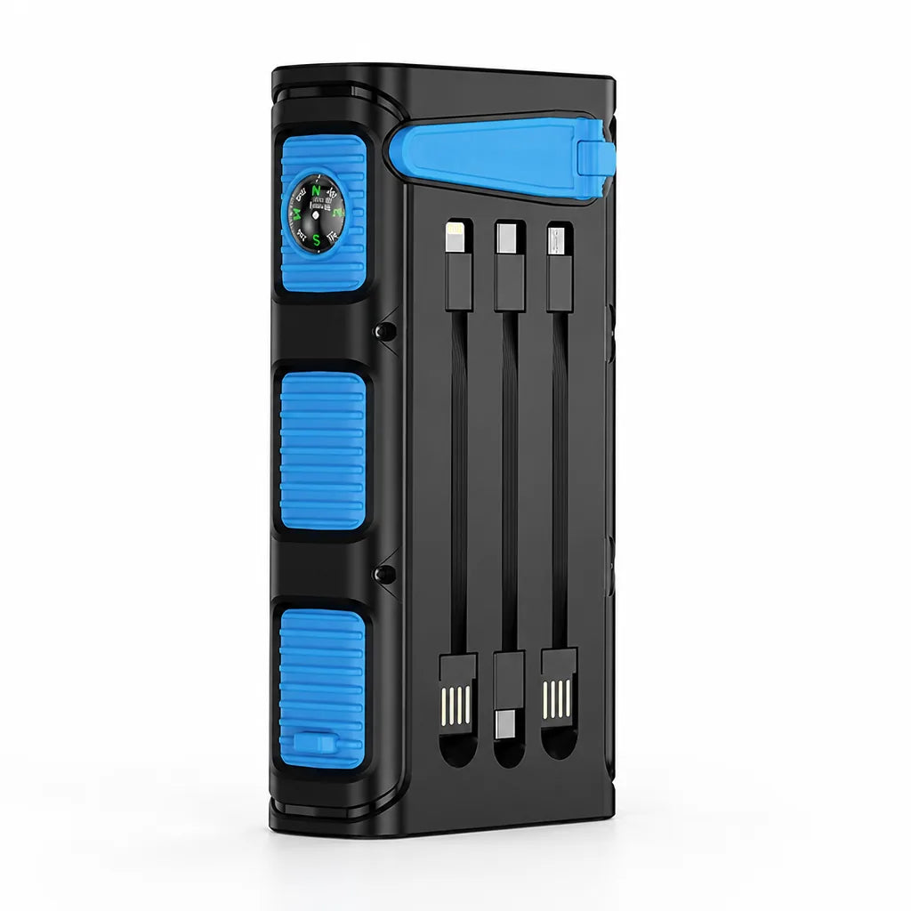 Power Bank Hand-Cranked Multi-Port High Capacity Thermometer & Compass