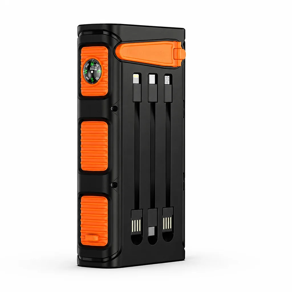 Power Bank Hand-Cranked Multi-Port High Capacity Thermometer & Compass