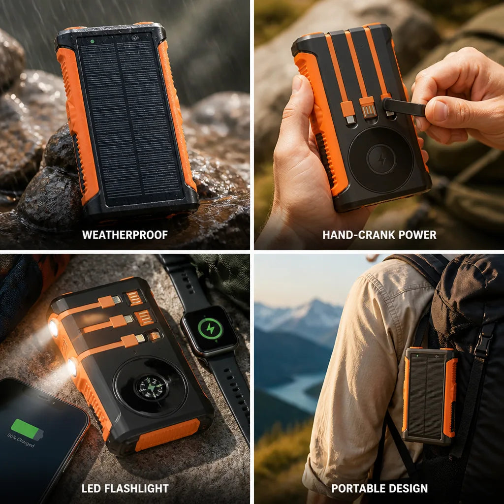 Power Bank Solar & Hand-Crank 20000 mAh Weatherproof