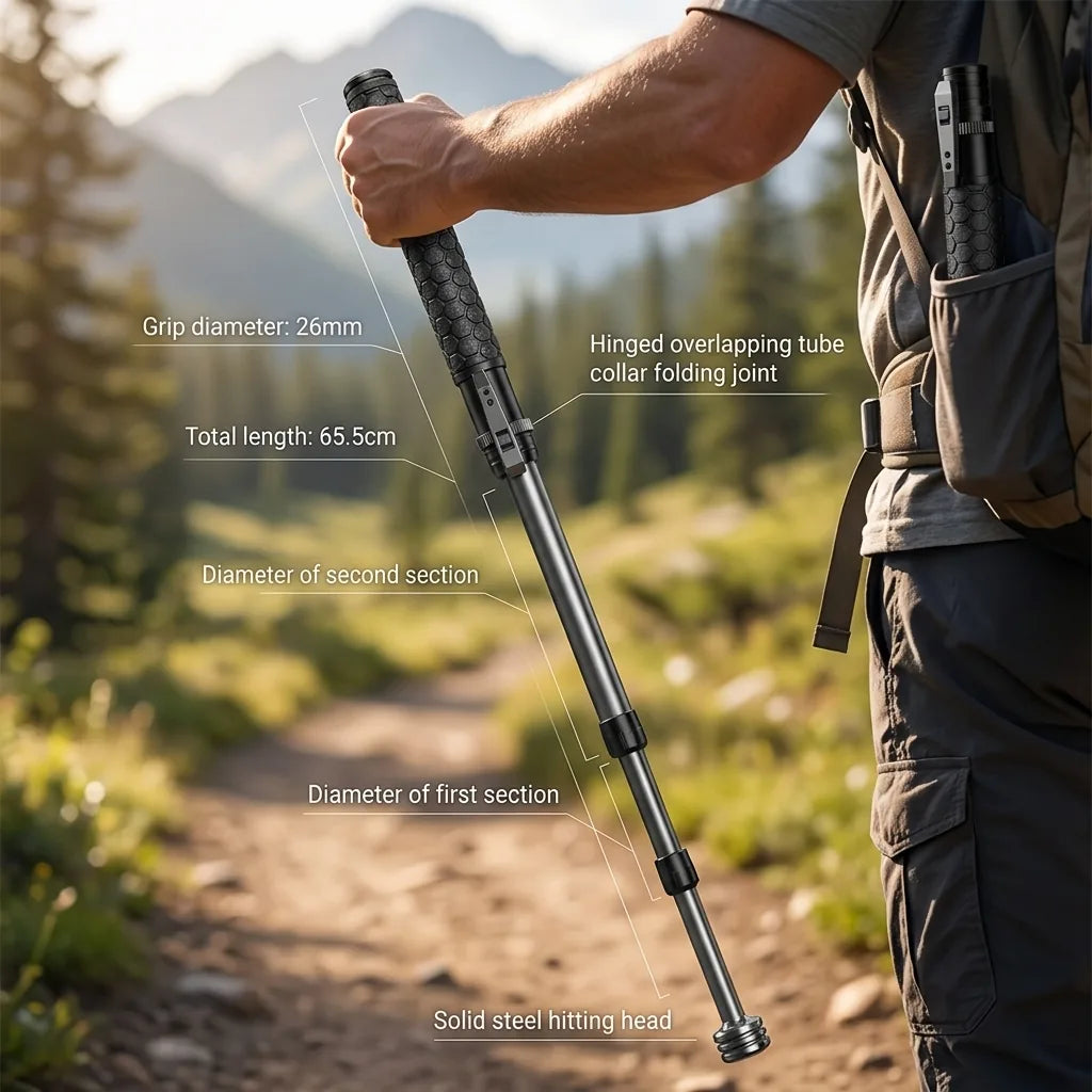 Quick-Deploy Telescoping Non-Slip Handle Hiking Pole