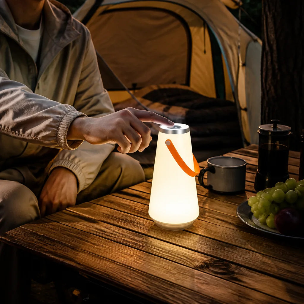 Rechargeable Camping Lantern with Adjustable Brightness and Touch Controls (360° Illumination)