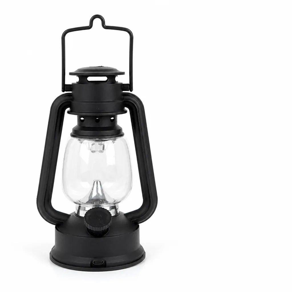 Rechargeable LED Hurricane Lantern with Clear Glass Globe