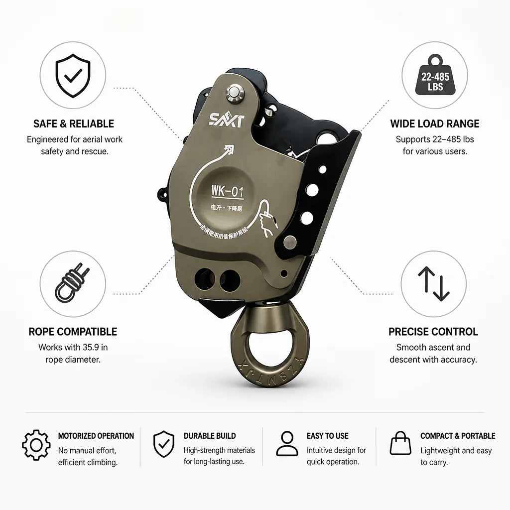 Rope Ascender & Descender Motorized 22–485 Lb Capacity