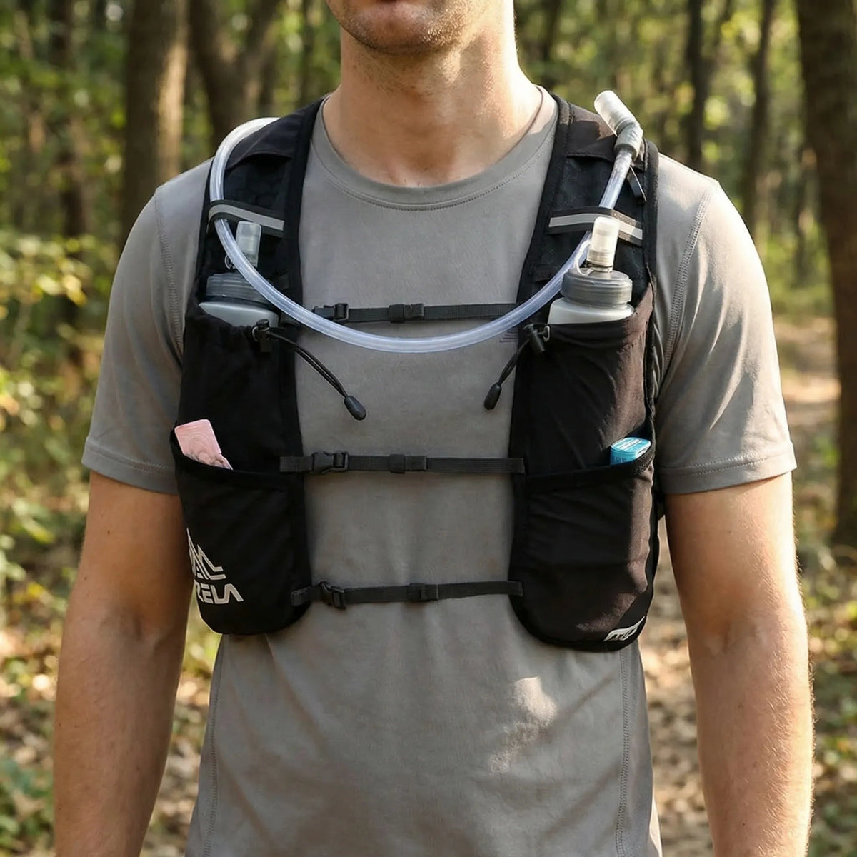 Running Hydration Vest Lightweight Low-Bounce Front Bottle Pockets