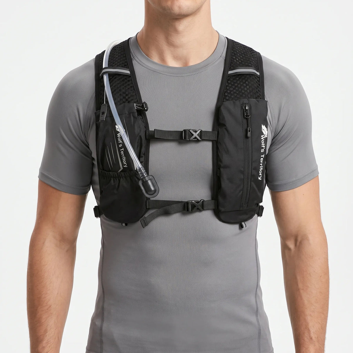 Running Vest 2L Hydration Bladder Multiple Pockets Adjustable Straps