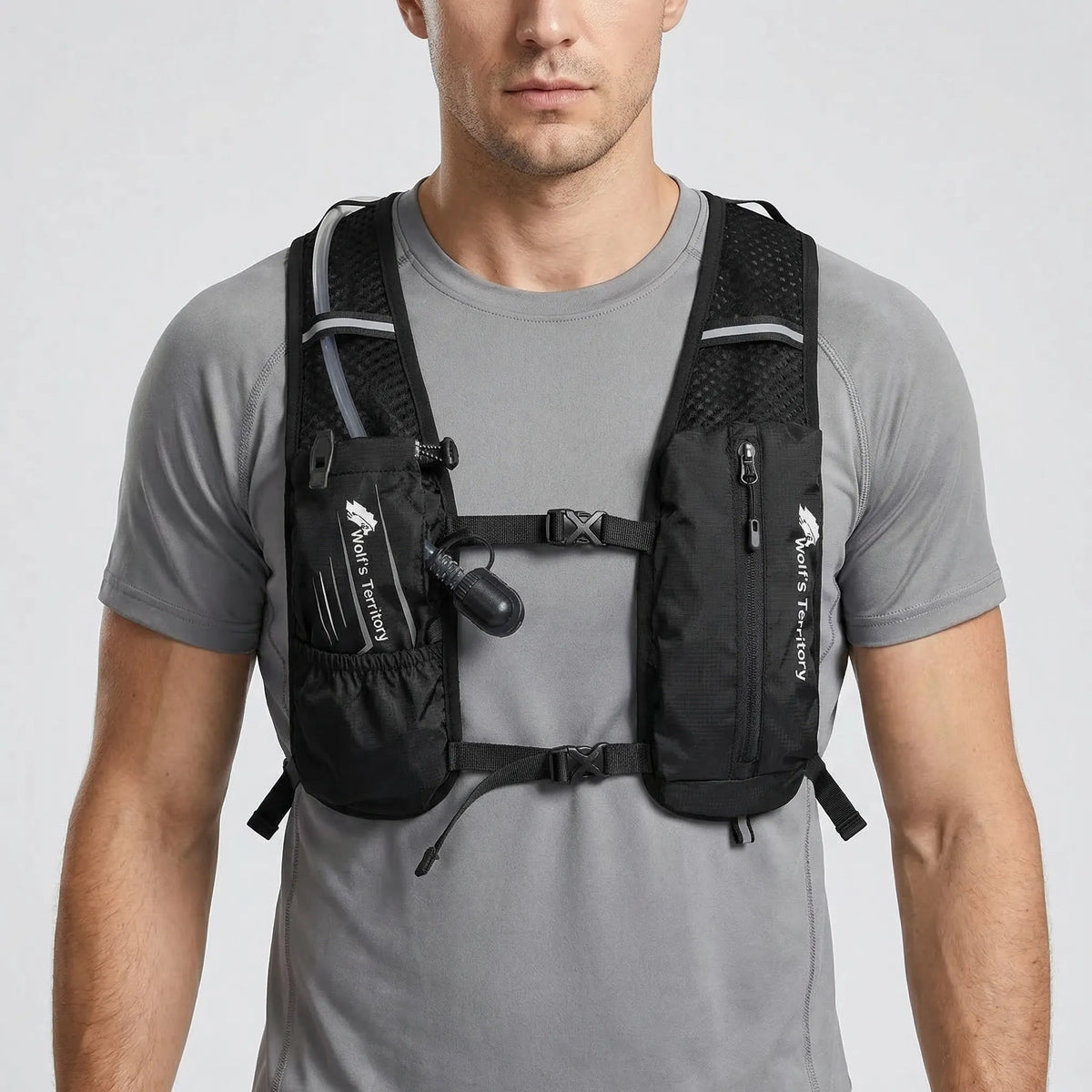 Running Vest 2L Hydration Bladder Multiple Pockets Adjustable Straps