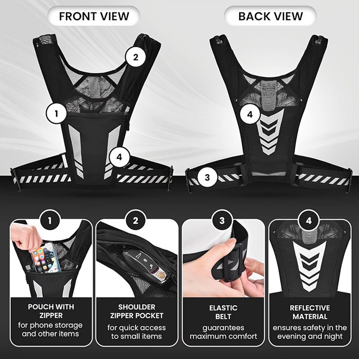 Running Vest Ultra Light Breathable Hydration & Phone Pocket