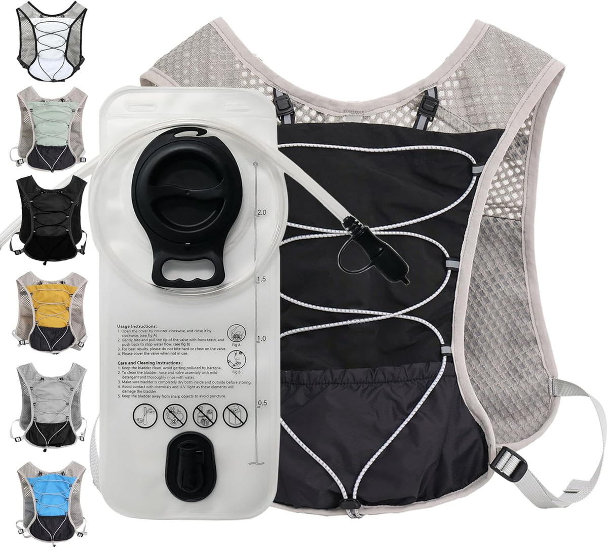 Running Vest Ultra Lightweight Breathable Mesh Adjustable Fit