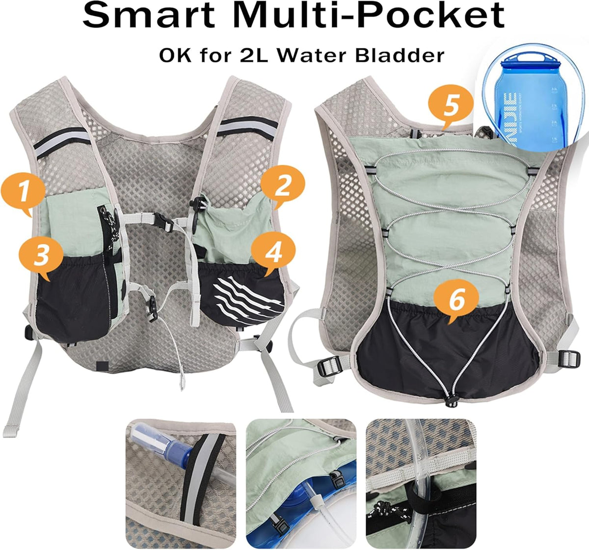 Running Vest Ultra Lightweight Breathable Mesh Adjustable Fit