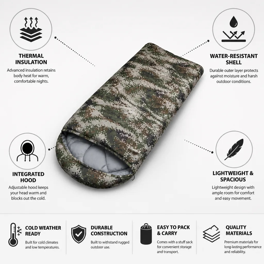 Sleeping Bag Insulated Water-Resistant Camouflage