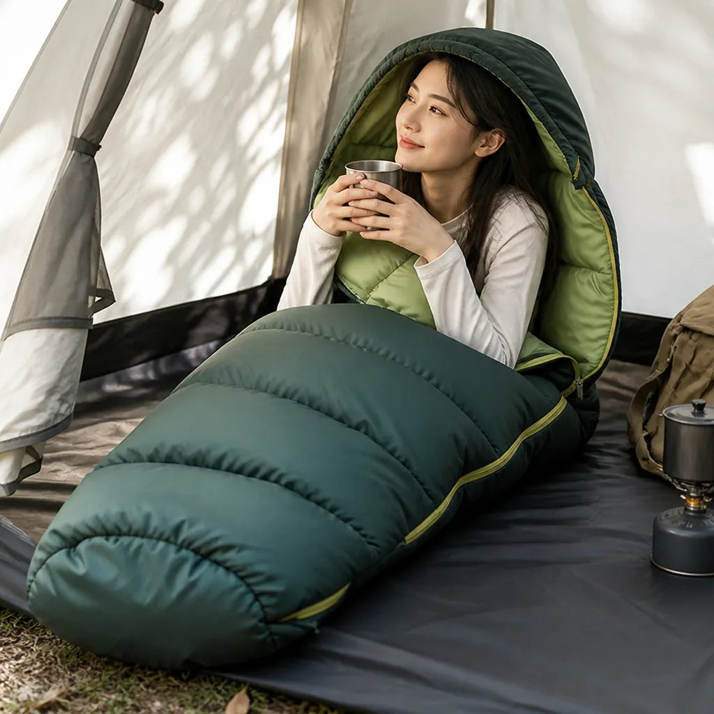 Sleeping Bag Insulated & Water-Resistant Integrated Hood