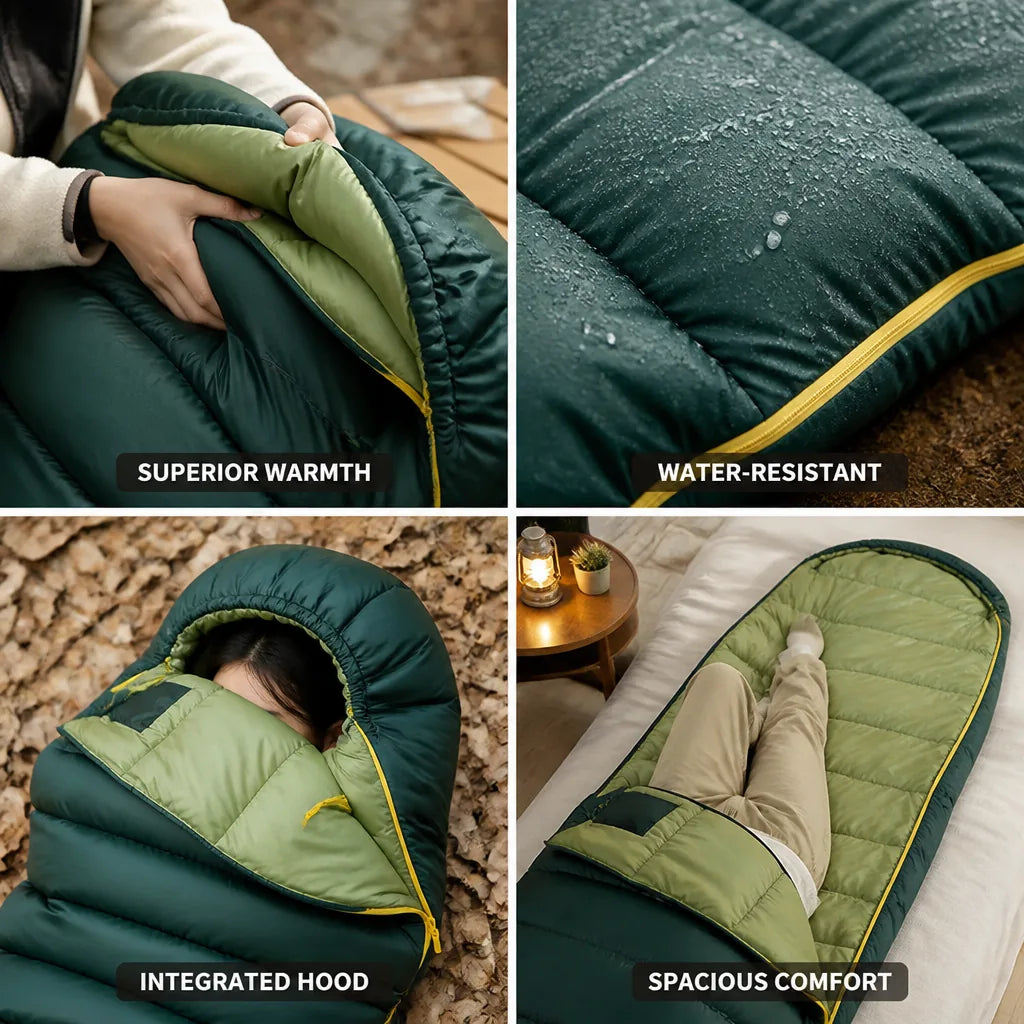 Sleeping Bag Insulated & Water-Resistant Integrated Hood