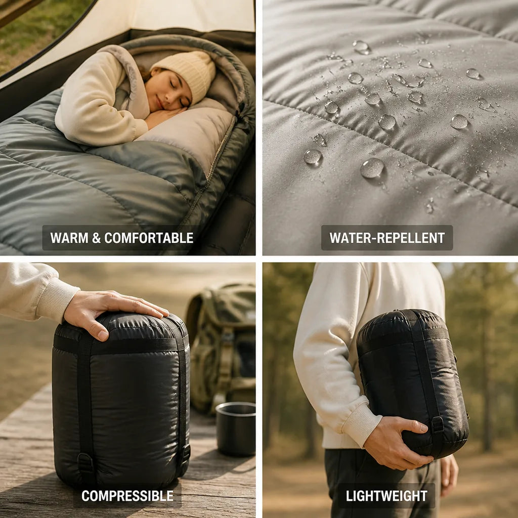 Sleeping Bag Lightweight Compressible Water-Repellent Comfort 0°C