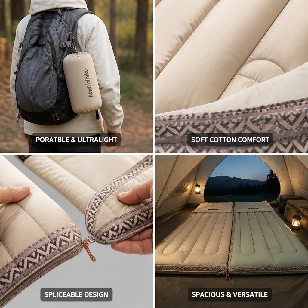 Sleeping Bag Ultralight Cotton Zip-Together