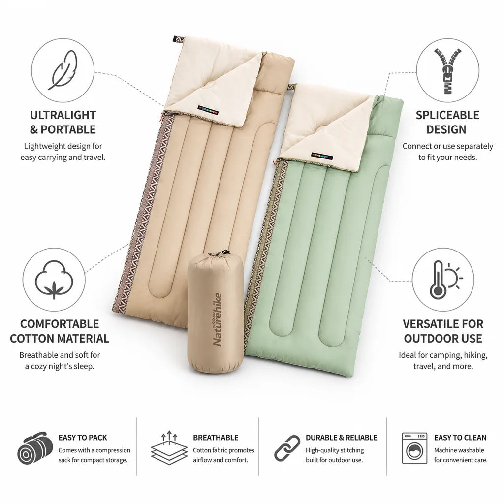 Sleeping Bag Ultralight Cotton Zip-Together