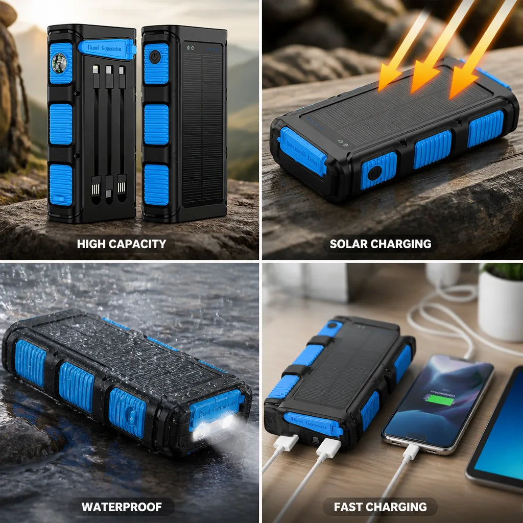 Solar Power Bank High Capacity Waterproof