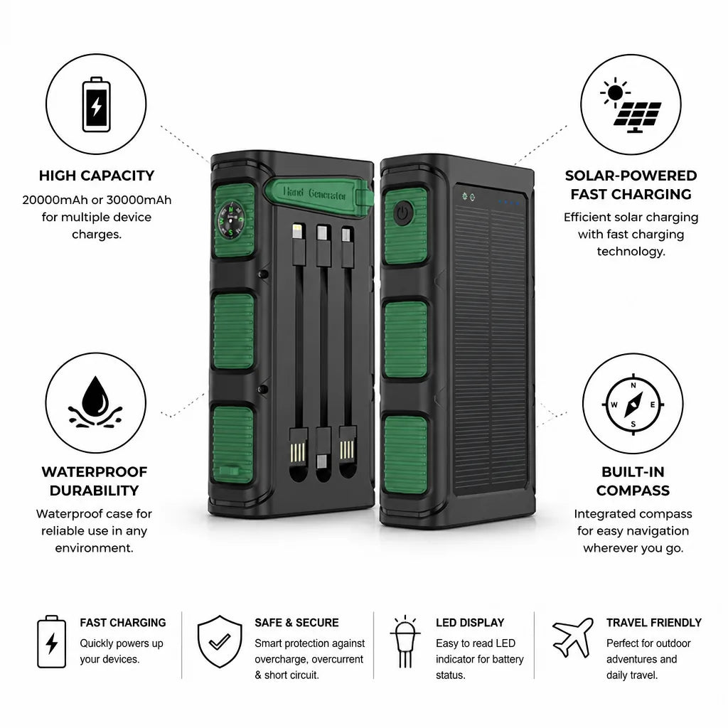 Solar Power Bank High Capacity Waterproof