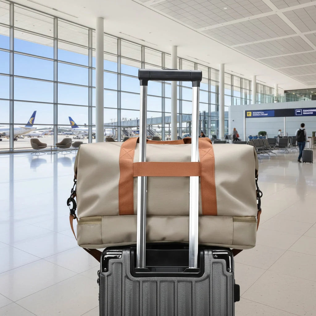 Sports Bag Shoe Compartment & Wet Pocket Detachable Strap