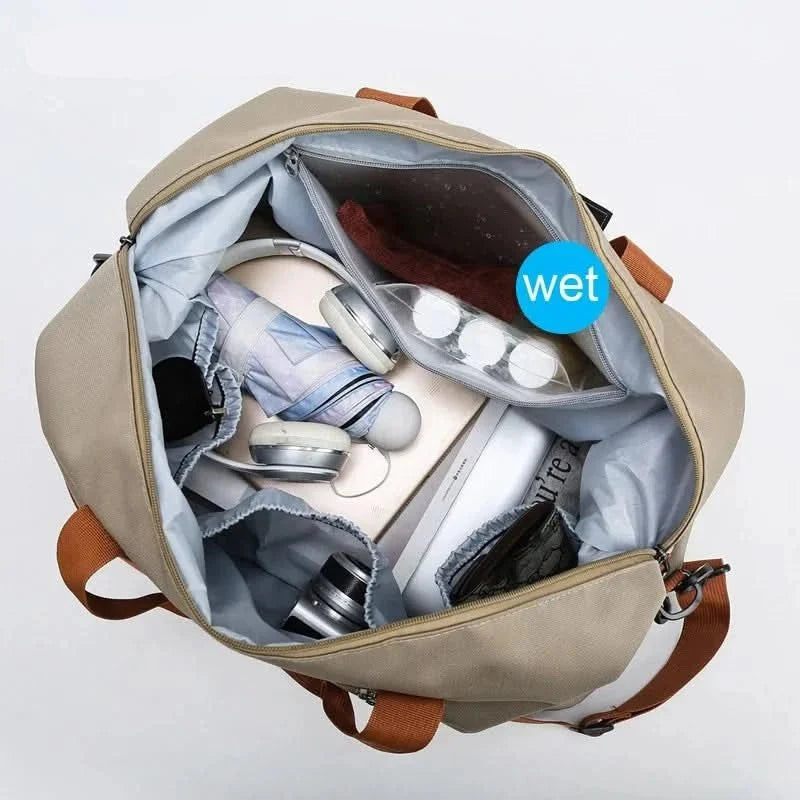 Sports Bag Shoe Compartment & Wet Pocket Detachable Strap