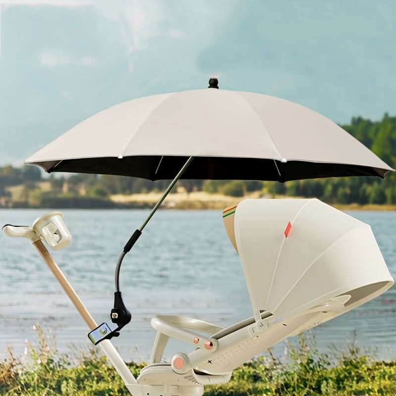 Stroller Sunshade Umbrella UV-Resistant Bendable Arm & Clamp Mount