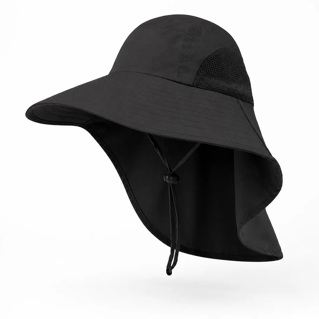 Sun Hat Wide Brim & Neck Flap Breathable Nylon