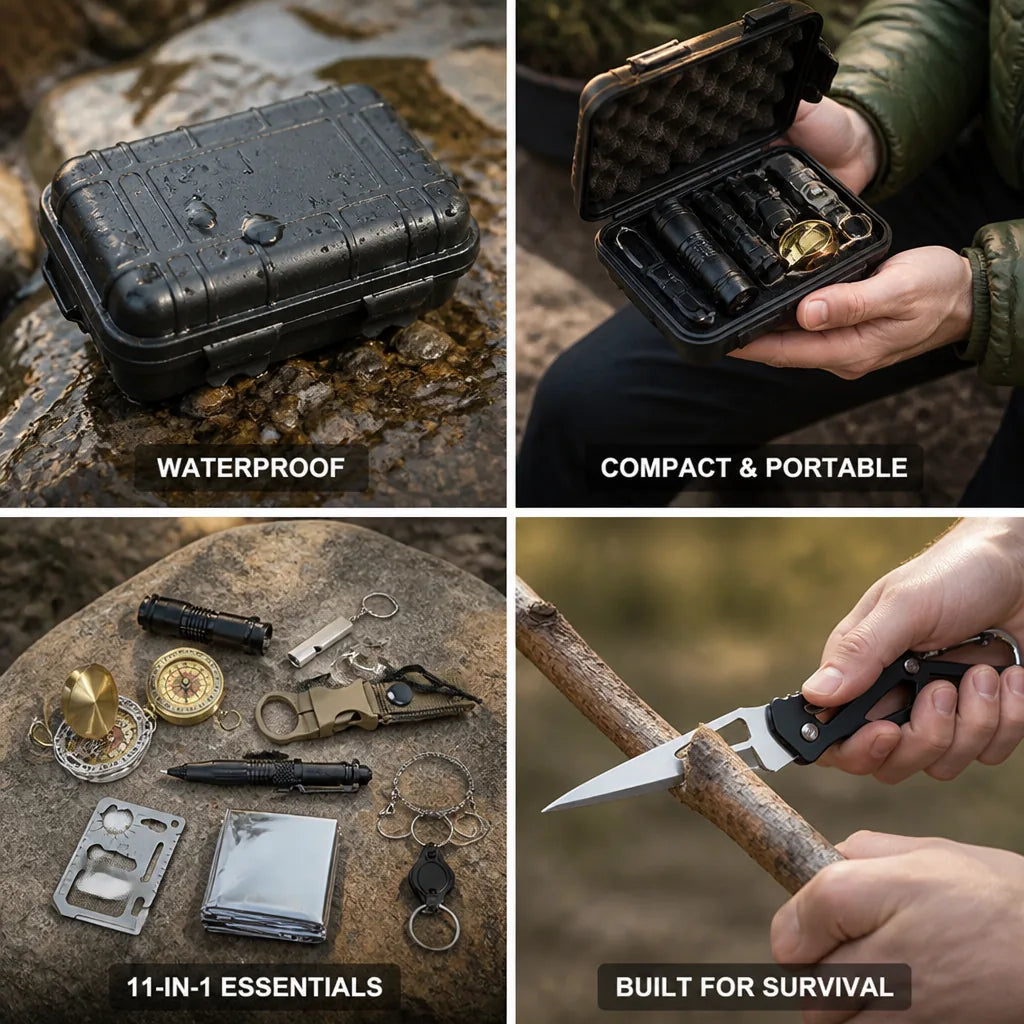 Survival Kit Waterproof Pouch & Tactical Tools