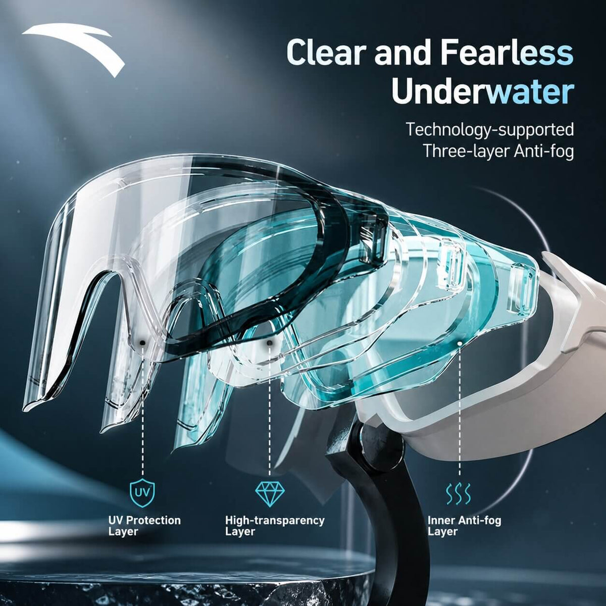 Swim Goggles Anti-Fog HD Lenses Adjustable Silicone Strap