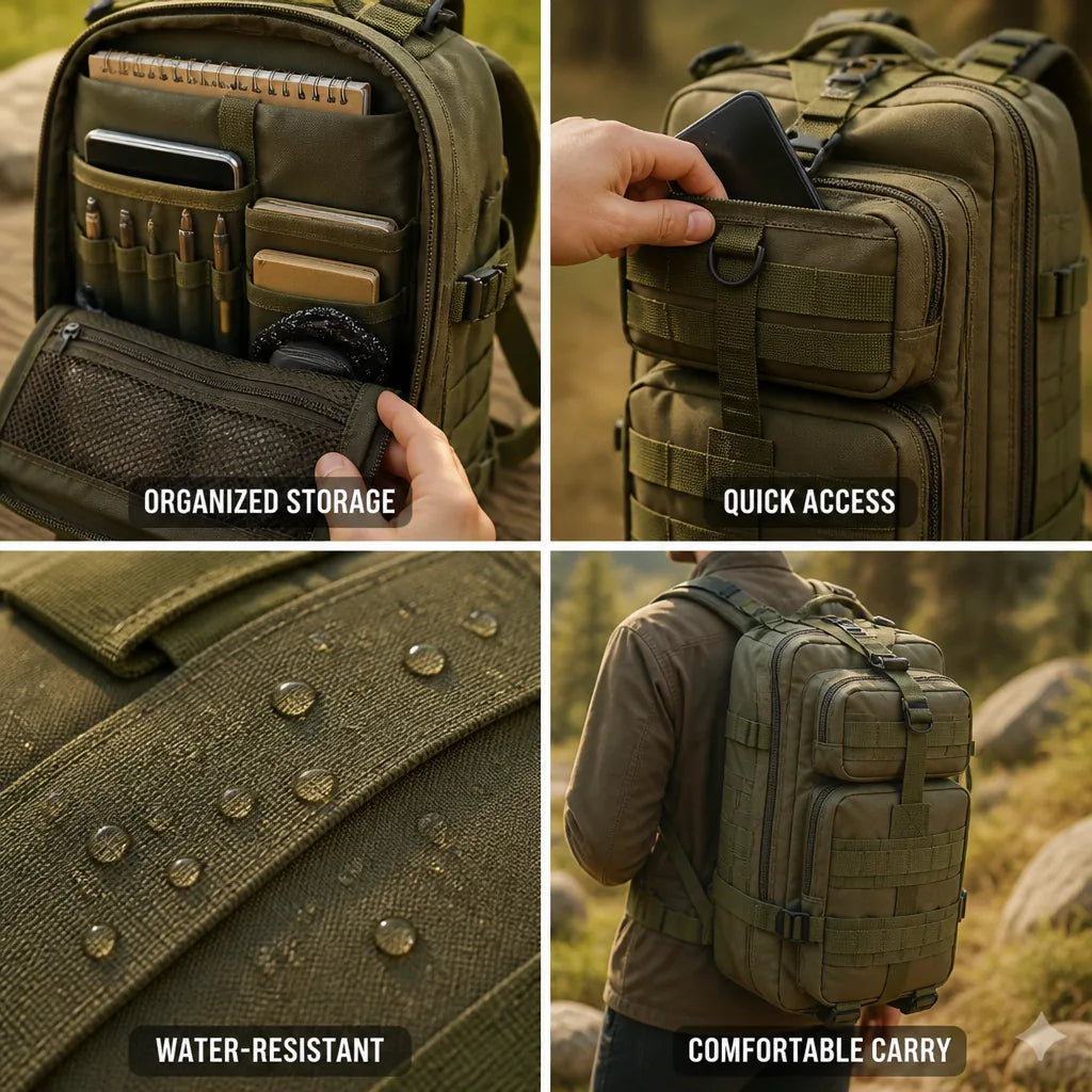 Tactical Backpack 20L Water-Resistant MOLLE Webbing