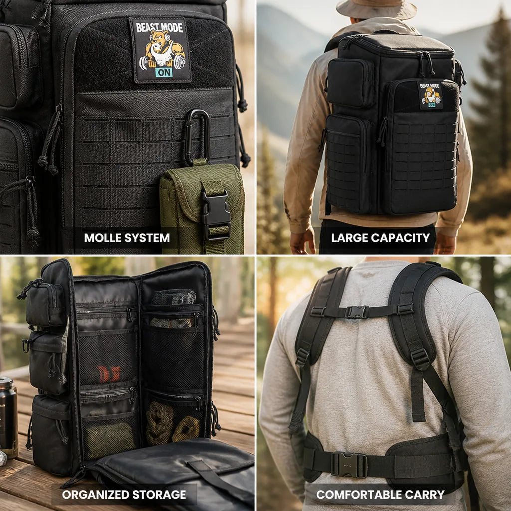 Tactical Backpack 50L Heavy-Duty MOLLE Padded Straps