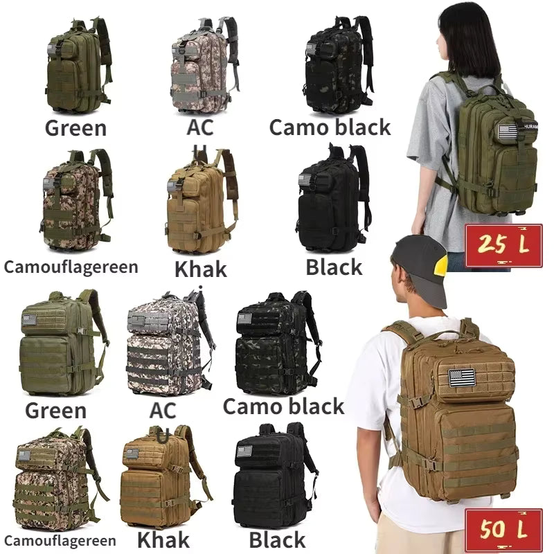 Tactical Backpack MOLLE Modular Durable 25/50L