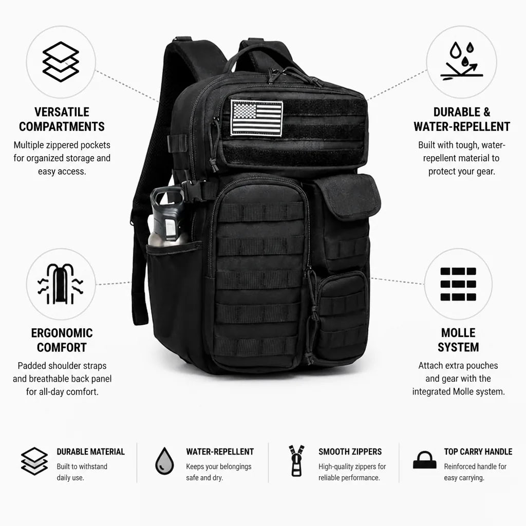 Tactical Backpack Molle System & Water-Repellent