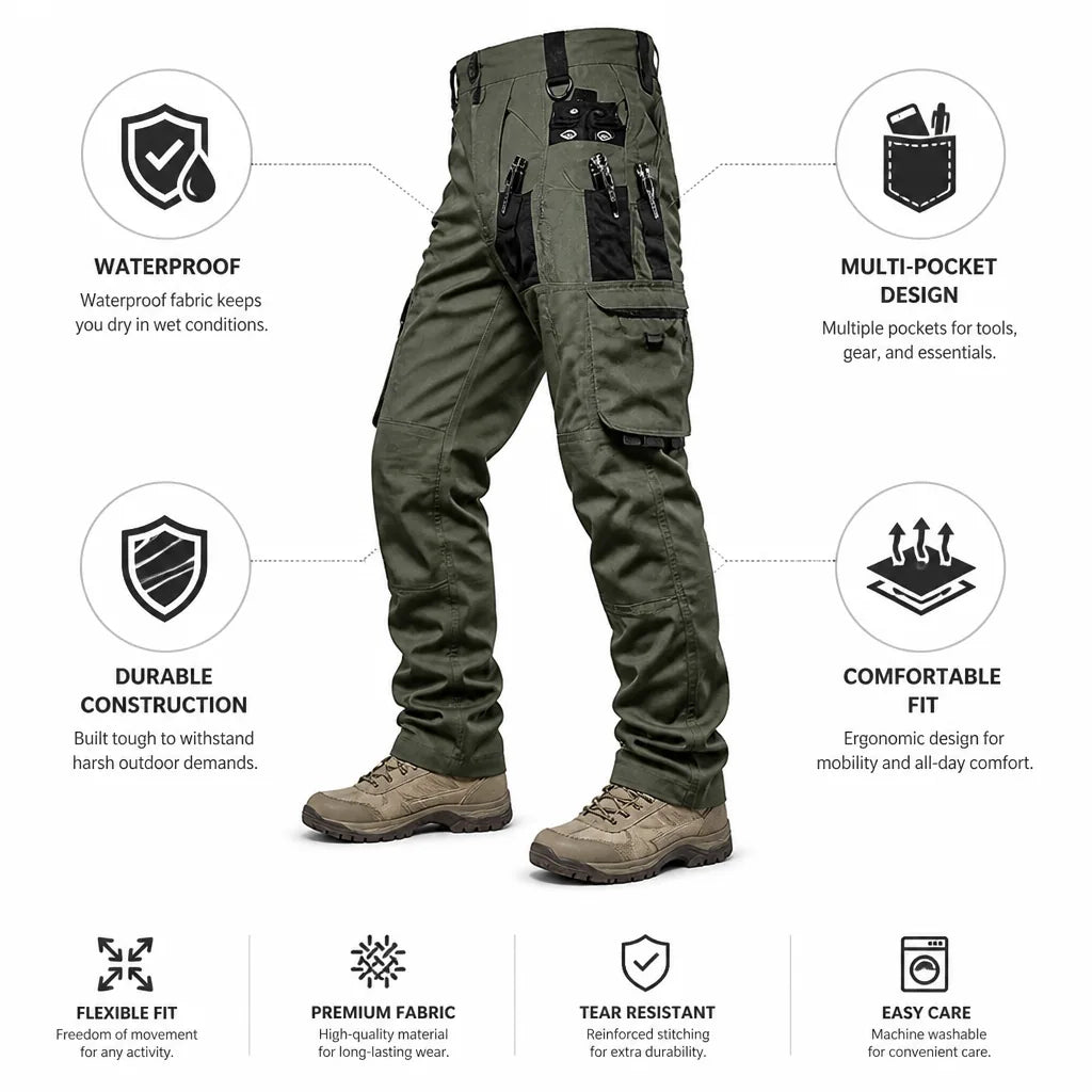 Tactical Cargo Pants Durable Waterproof Multi-Pocket